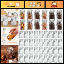 48 Pack Small Airtight Glass Jars 3 oz with Hinge Lids for Spices, Jams, Decor
