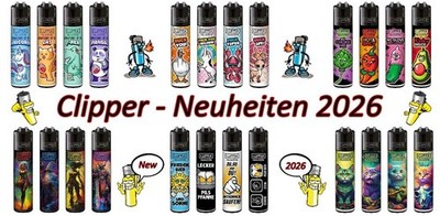 Clipper  Feuerzeuge Neuheiten 2026 - 4er Set's zum Top - Preis