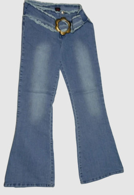Miss Posh Bootcut Jeans Women's Blue Denim Cotton Medium Wash Belted Mid Rise