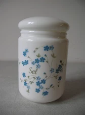 Ancien pot à épice sel Arcopal décor myosotis Veronica design 70's/80's cuisine