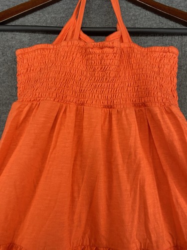 Gap Kids Chambray Girls Halter Dress Size XXL Orange Smocked Sundress Tiered - Picture 9 of 9