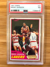 Magic Johnson Solo Rookie Card RC 1981 Topps Basketball #21 PSA 7 NM Near Mint 