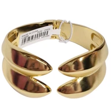 J.Crew Hinge Double Cuff Bracelet Shiny Matte Gold One Size CK444 New with Tags