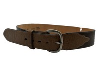 TONY LAMA U.S. made womens Stitched /tooled Two Tone leather belt sz 30 VTG 2  W