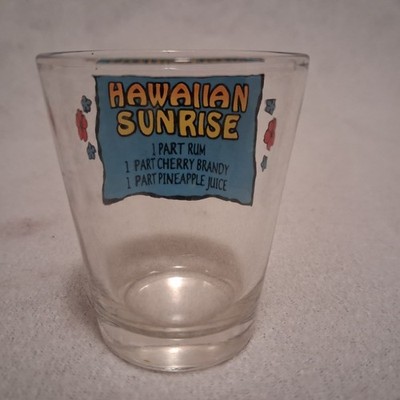 Hawaii shot glass with recipe of the Hawaiian sunrise drink
