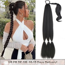 Black Brown Blonde Braided Ponytail Extensions Synthetic Fake Hair For Women