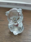 Fenton vintage June/Oct Birthstone Pink Heart Clear Glass Bear Figurine