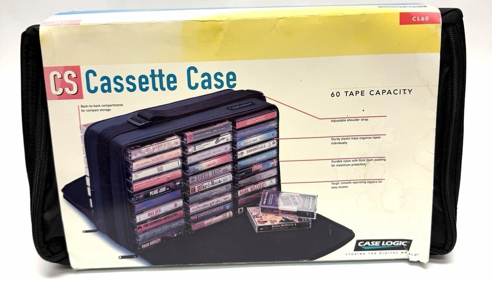 Vintage New 1996 CASE LOGIC CL60 Cassette Case: 60 Tape Capacity & Strap! - Image 2 of 4