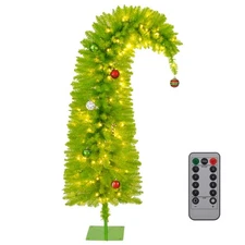 5.5FT Pre-lit Whimsical Artificial Christmas Tree with 150 LED Lights & Color...
