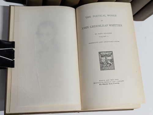 The Works of John Greenleaf Whittier HC 9Vols Houghton Mifflin 1894 Quaker poet - Imagen 12 de 24
