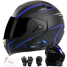 DOT Bluetooth Modular Motorcycle Helmet,Flip Up Full Face Integrated Helmet A02