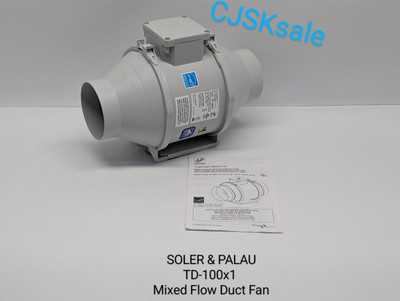 SOLER & PALAU TD-100X1 Mixed Flow Duct Fan (NEW). 