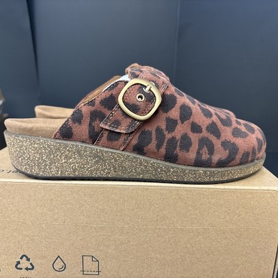 Orthofeet Casey Leopard Print Women's Slippers Cork Sole Size 8.5 D NWB