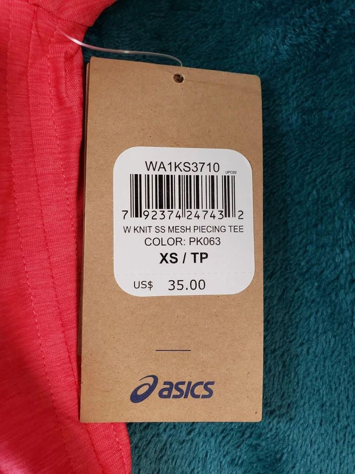 亚瑟士上衣尺寸超小号女式粉色干反光网眼片性能全新带标签 — 第 3/4 张图片