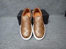 NEW Valentino Regina Logo Leather Slip On Sneaker Brown Women's Size 7.5 SS55 