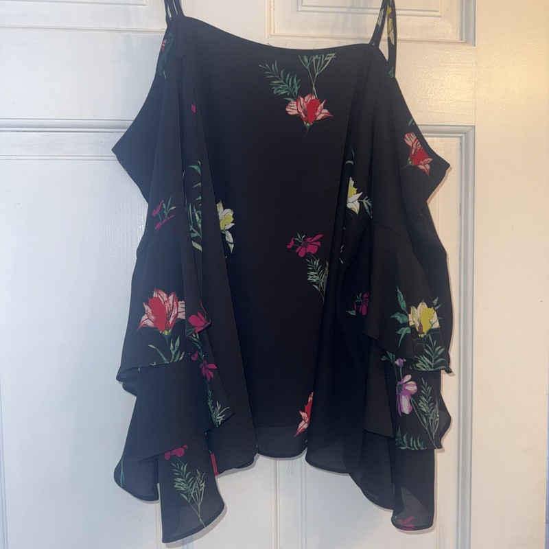 Vince Camuto Ladies Blouse Shirt Too Black Floral Extra Small XS