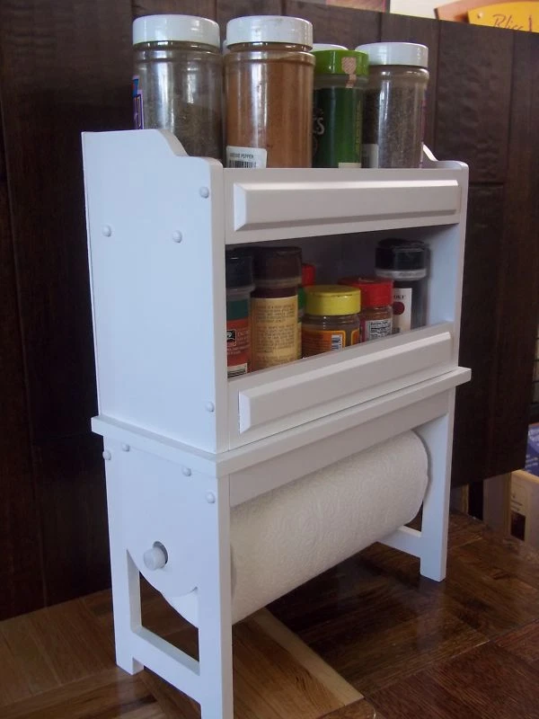 Spice Rack Paper Towel Holder in White New Available In Black
