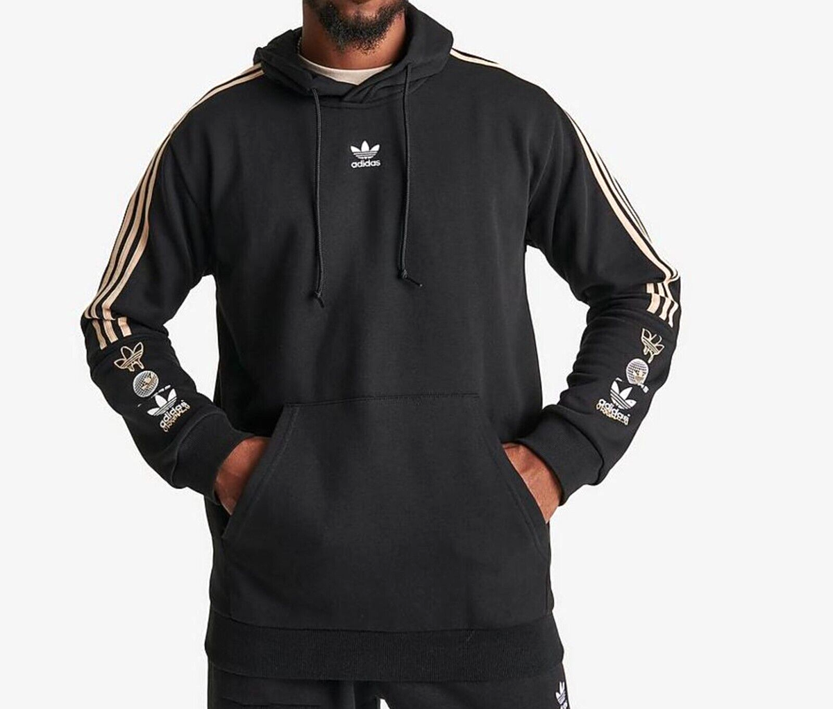 NEW MENS ADIDAS ORIGINALS TREFOIL GRAFITTI LOGOS HOODIE ~SIZE LARGE #IS2759