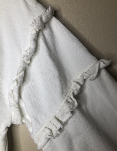 Time & True Sweatshirt Medium 8-10 Creme Off-White Rüschen Langarm Rundhalsausschnitt - Bild 5 von 8