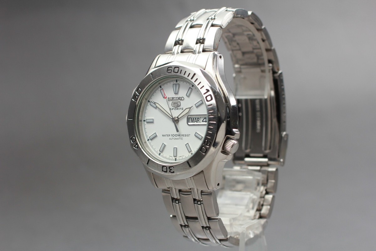 EXC+5]Seiko 5 Sport 7S26-01G0 SNK027K1 Day Date White AT