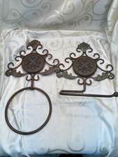 Iron towel rack and toilet paper roll holder