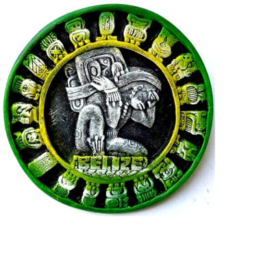 AZTEC MAYAN ART Pendant Charm On 925 Sterling Silver 20'' Necklace Gold Gift Box