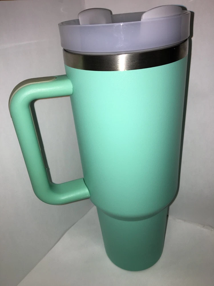 40oz Teal Green Blue Tumbler with Reusable Straw and Double Wall Insulation