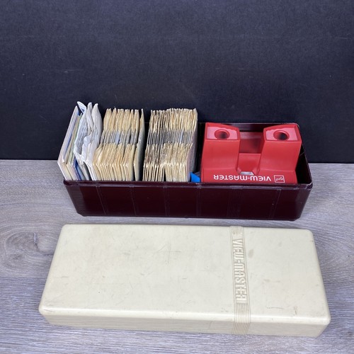 Visualizzatore Viewmaster con 50 bobine e custodia - storie geografiche Disney anni 40 50 - Foto 10 di 12