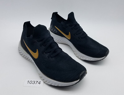 Nike Epic React Flyknit Women's Size 9.5 Running Shoes Black Gold *See desc