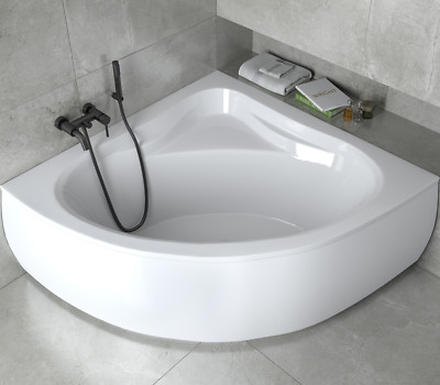 Badewanne Wanne Eckbadewanne Acryl 140 x 140 cm ohne/mit Schürze Ab/Überlauf PMD
