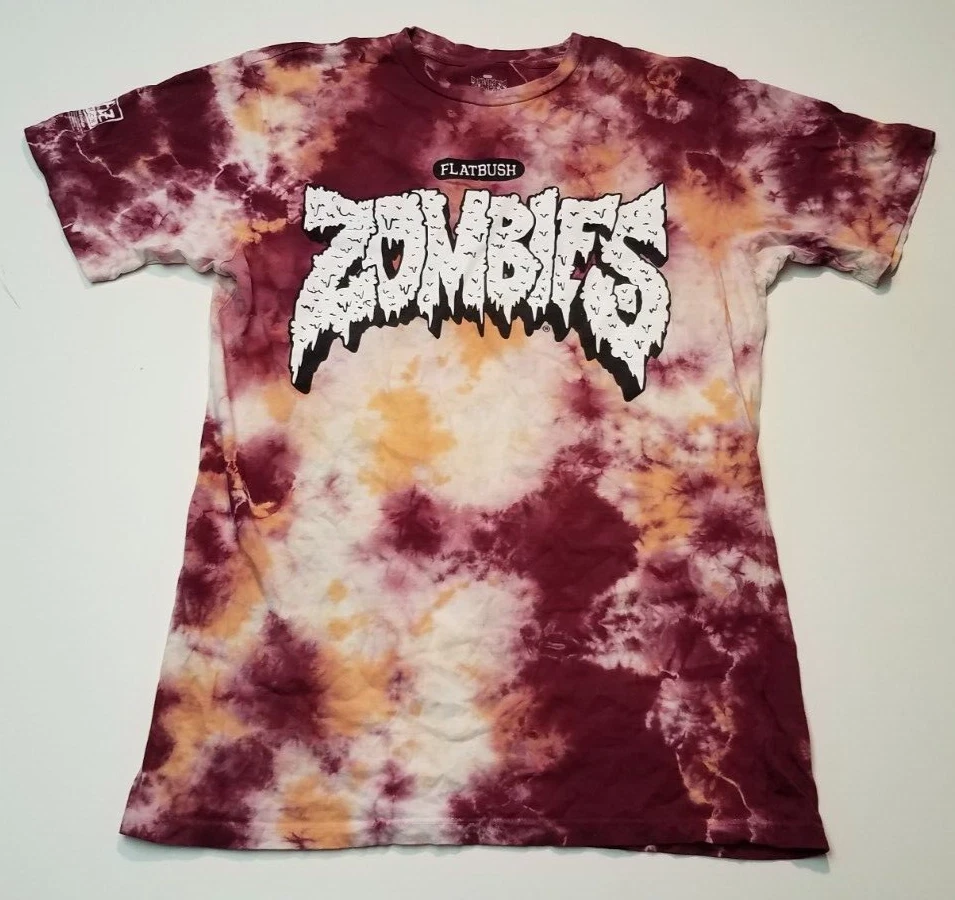 Tie Dye FLATBUSH ZOMBIES T Shirt Large Dyed Rose Again