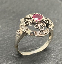 Rubin Ring   Rubin & Diamant   925er Silber  Gr. 54