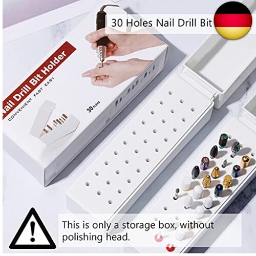 Perfk Nagelbohrer-Halter – 30-fach Organizer Mit Reinigungsbürste Für Nagelstudio & Heimgebrauch