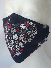 NEW Handmade Fabric face mask,adult/teen size, washable, reusable, black w/paws