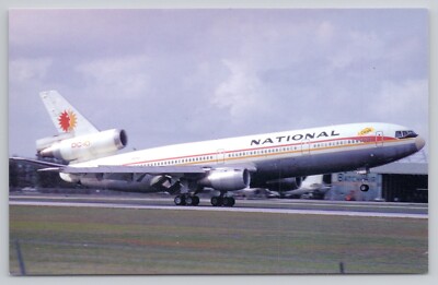 National Airlines Douglas DC-10 Aircraft Plane Chrome Postcard Vtg Unposted