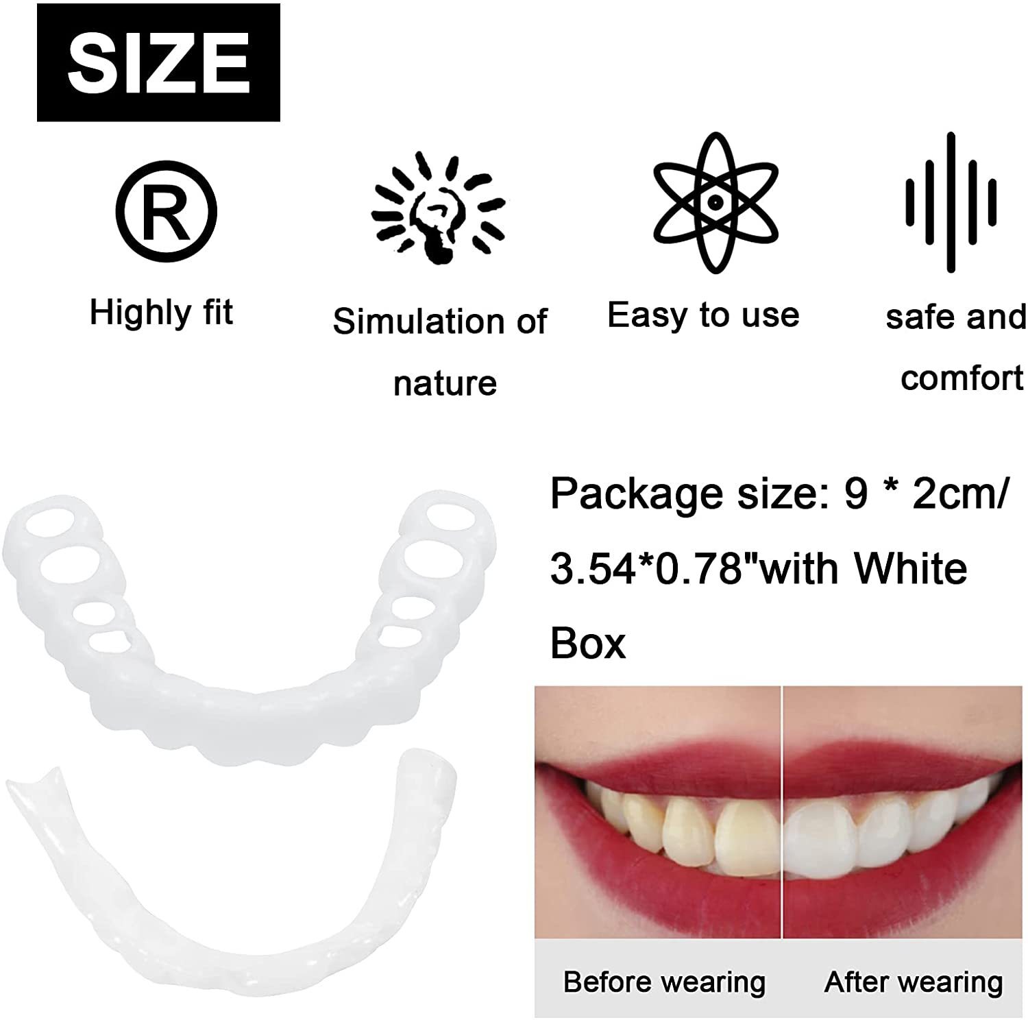 Perfect Fit Teeth Whitening Fake Tooth Cover Snap on Silicone Smile