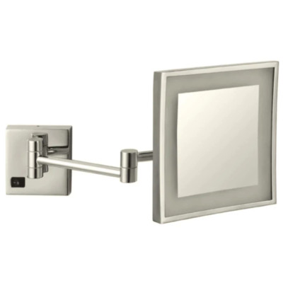Nameeks AR7701-SNI-5X Glimmer 8''W x 8''H Lighted Magnifying Mirror, Satin Nickel