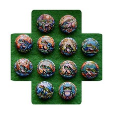 Frogs Stained Glass Style  Buttons / Buttons (Set of 12) / Various Size Options