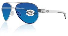 Costa Del Mar LR21OBMGLP Loreto Silver White Blue 580G Glass Polarized Lens NEW