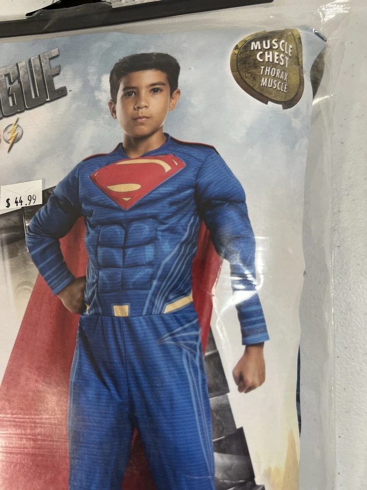 Disfraz de Superman Musculoso Pecho Niño Talla Mediana 8-10 Capa Bordada de Vestir Foto 3 de 4
