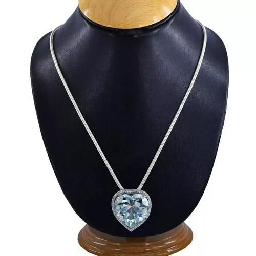 RARE 25 Ct Blue Treated Diamond Pendant Heart Shape Great Luster VVS1 Certified - Picture 5 of 6