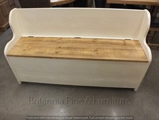 5' PAINTED SHABBY LOW MONKS BENCH SEAT SETTLE PEW STORAGE DISTRESSED SAWN