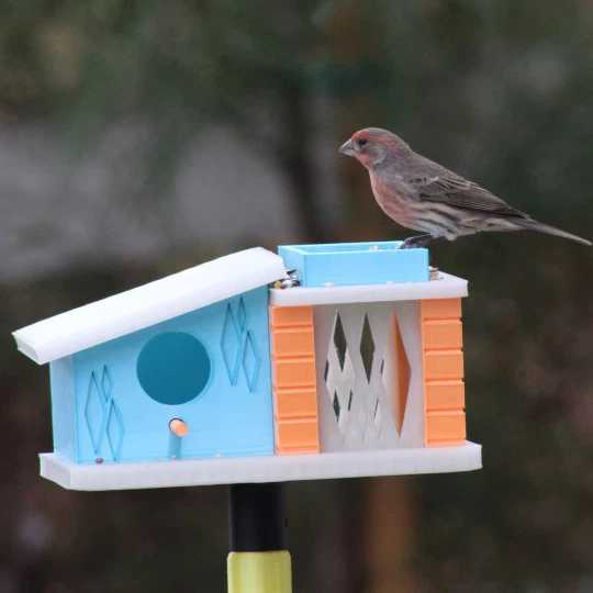 Ретро середины века современный птичий домик Аддисон | 3D-печать| архитектура 1960-х - Изображение 4 из 4