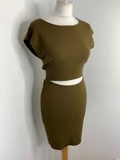 Wilfred Free ribbed knit cut out dress L VGC brown jersey neutral Aritzia