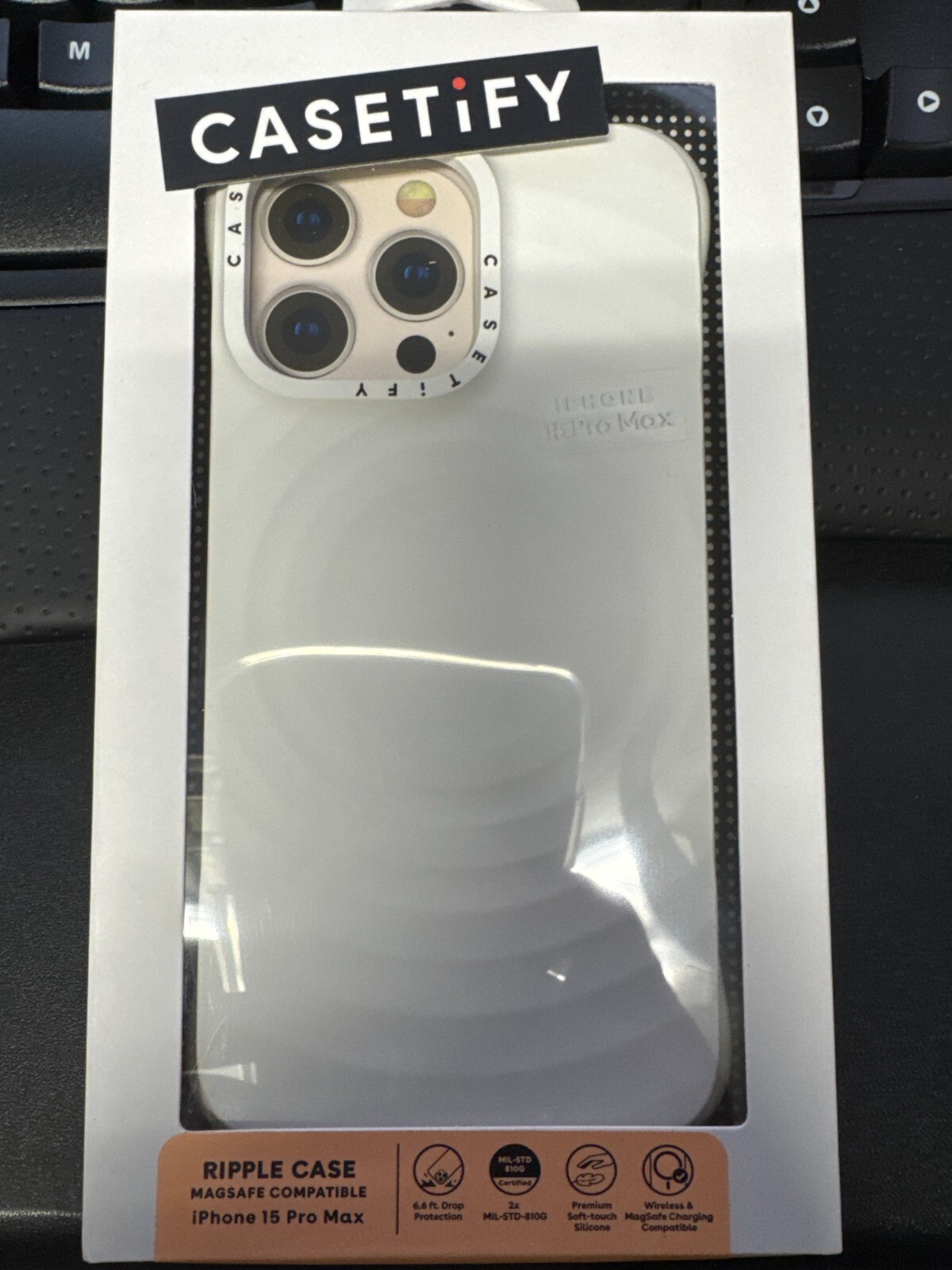 CASETiFY Ripple MagSafe Case for iPhone 15 Pro Max in White-image