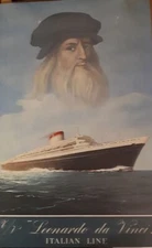 Italian Line Leonardo Da Vinci original counter display ad + BONUS