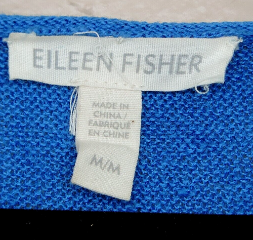 Blusa Suéter Eileen Fisher Talla M Azul Tejido Top 8 10 Lino Orgánico - Imagen 3 de 3