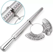 Ring Sizer Guage Metal Mandrel Finger Sizing Measure Stick Standard