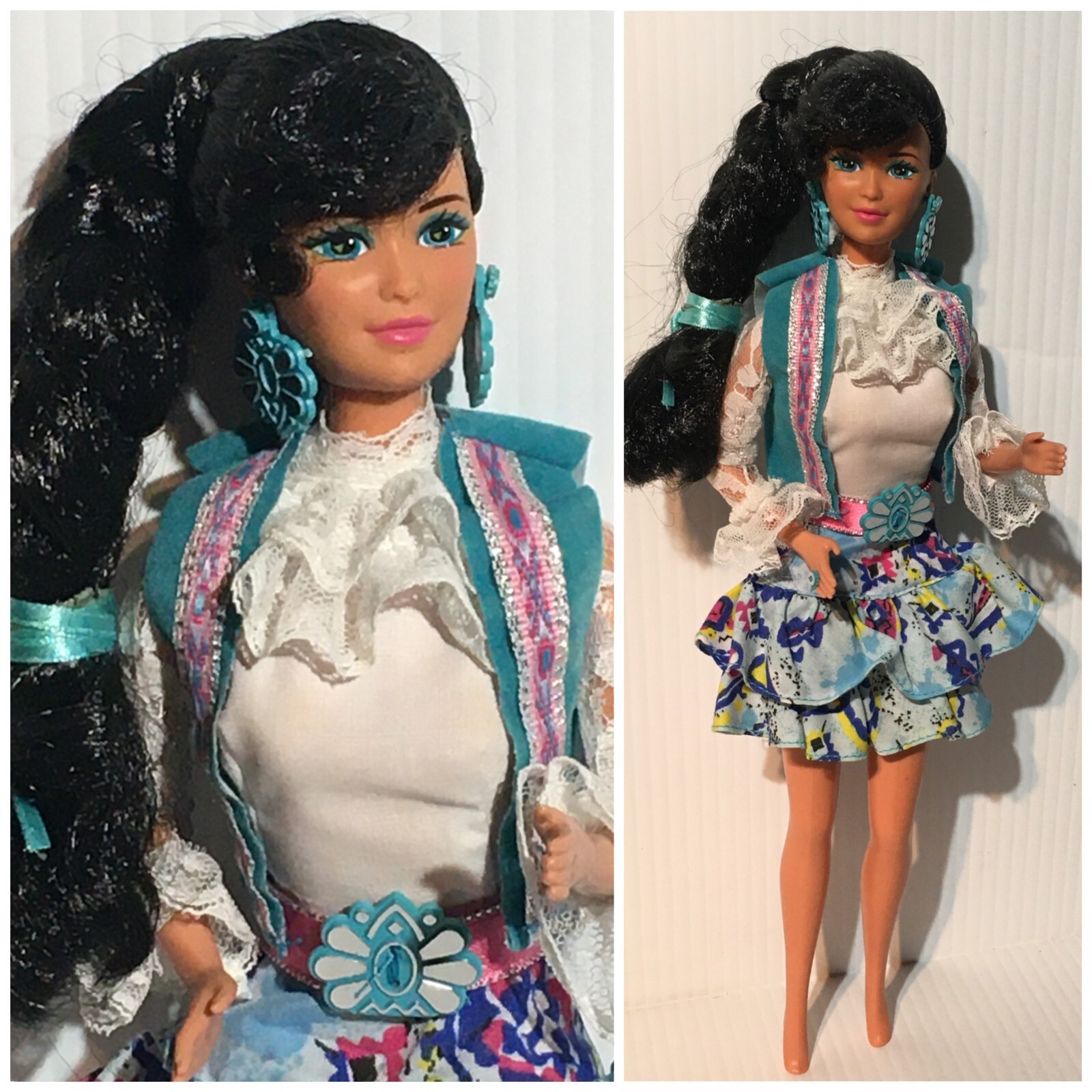 WESTERN FUN NIA DOLL 1989 9933 Kira Dress Vest Belt Earrings Ring Hair Ribbon