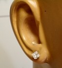 14k white gold 1.28ct SI2 I1 H clarity enhanced princess diamond stud earrings — photo 7